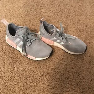 Light Grey and Pink Adidas NMD